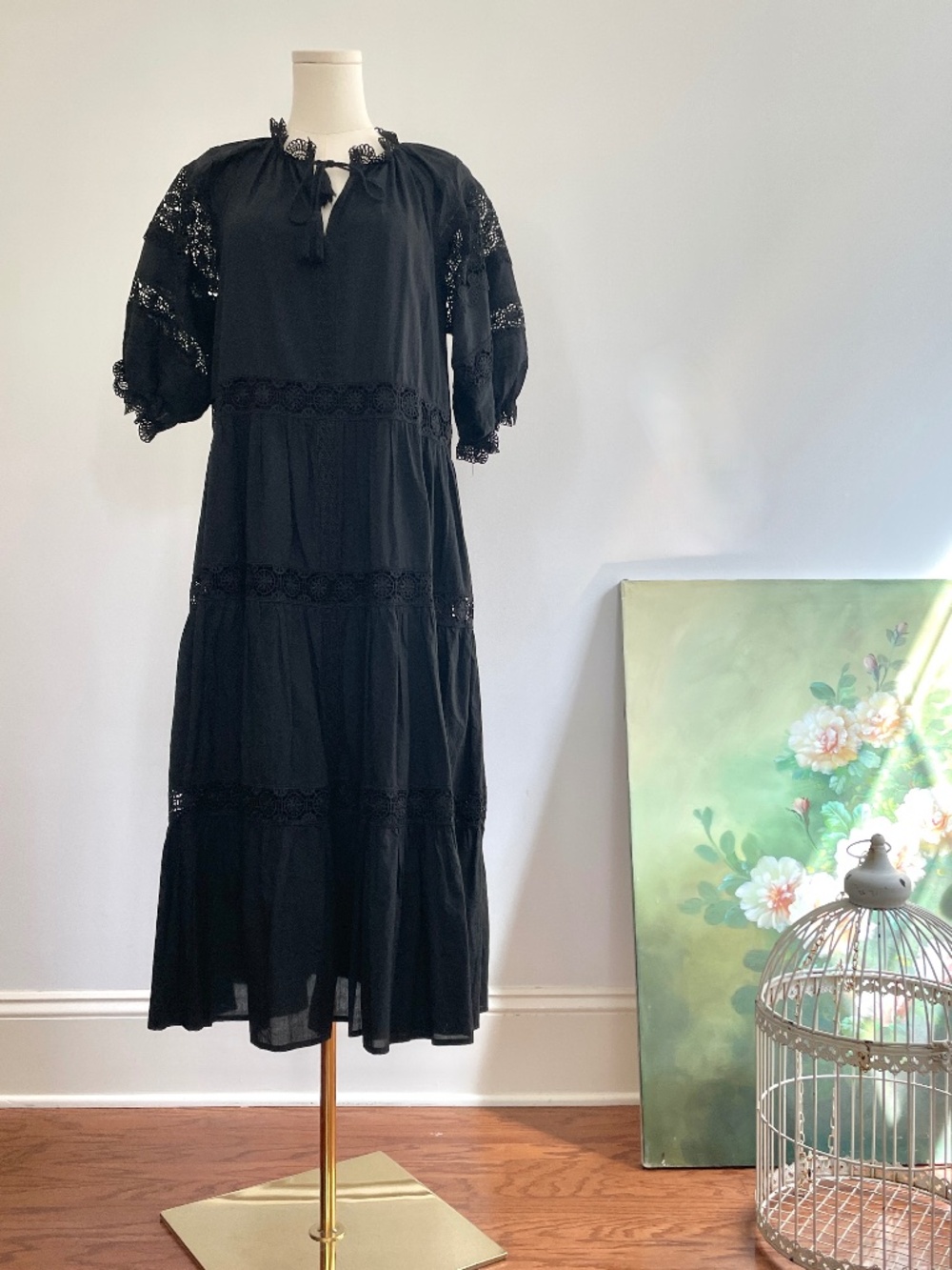 En Saison Black Lace Tiered Dress Fairy Grunge Whimsigoth Gothic Victorian